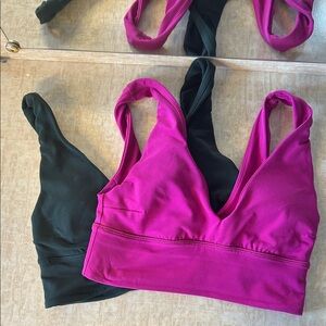 2 Lululemon Align Women's sports bra V-Neck  - Pink and green, C/D cup, size 4